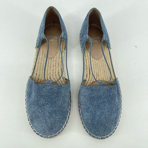 Eileen Fisher Women’s Lee Denim Blue Espadrille Flats | Size 7 Casual Slip-On - Picture 4 of 17